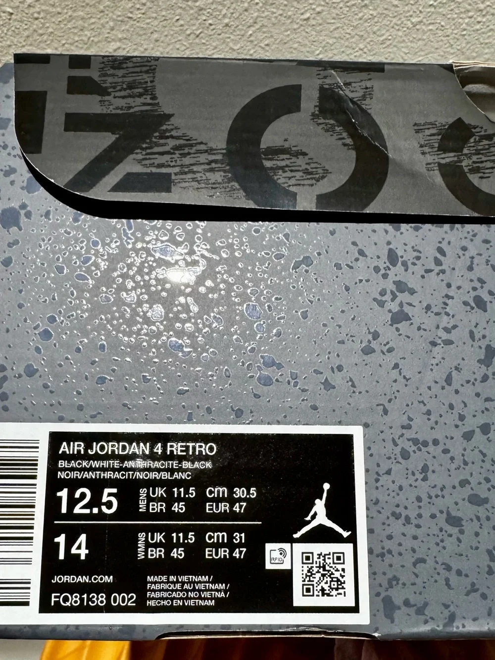 Air Jordan 4 Retro  “Fear” Size 12.5